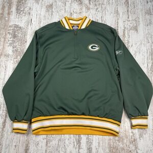 Vintage Reebok‎ NFL Green Bay Packers Stitched Quarter Zip Jacket – Size M